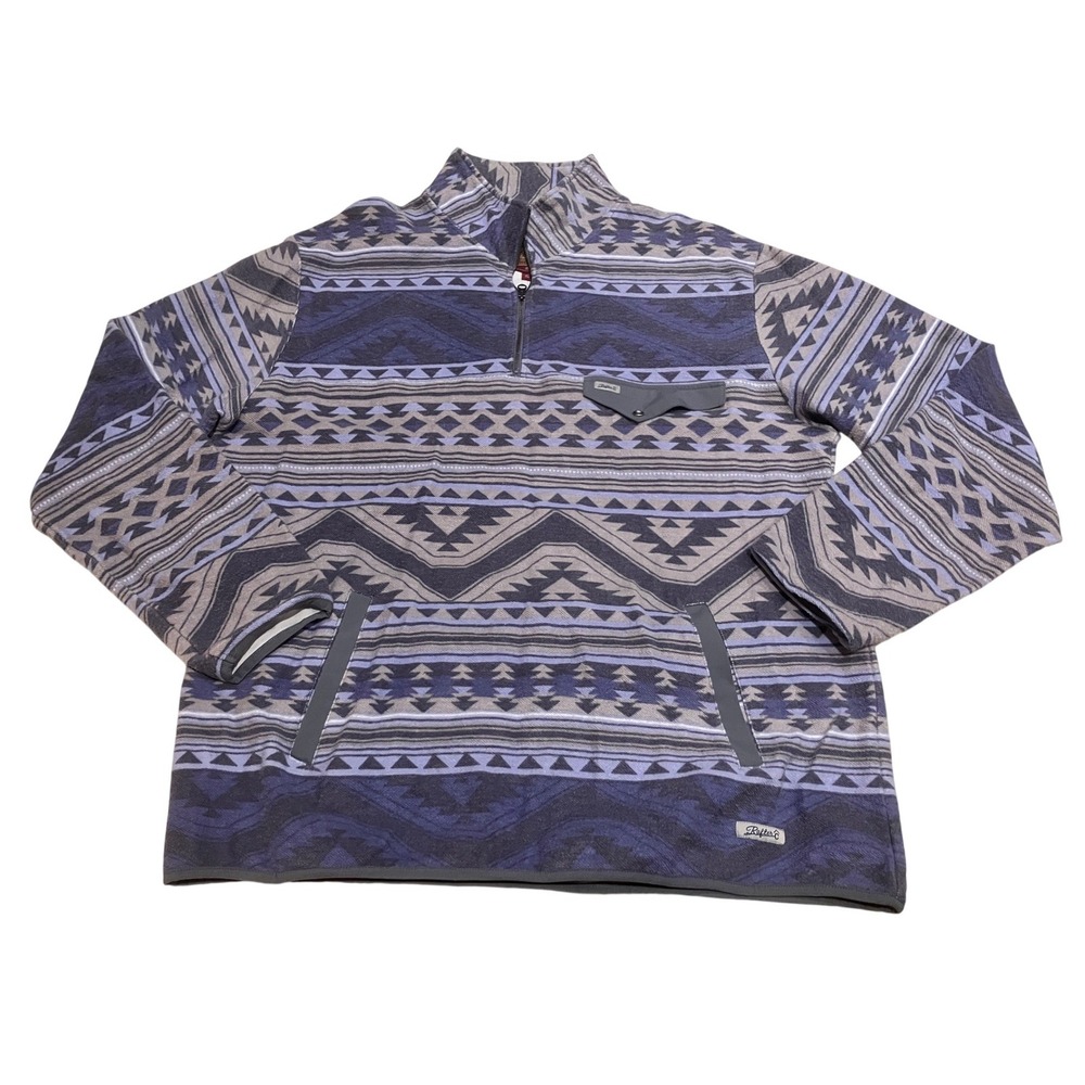 Rafter C Red Dirt‎ Collection Mens XL Aztec Quarter Zip Pullover Cotton Purple